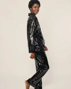 Women Petite Plume Women's Pajama Set in White Sequins
