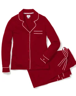 Women Petite Plume Women's Pima Astaire Pajama Set in Bordeaux
