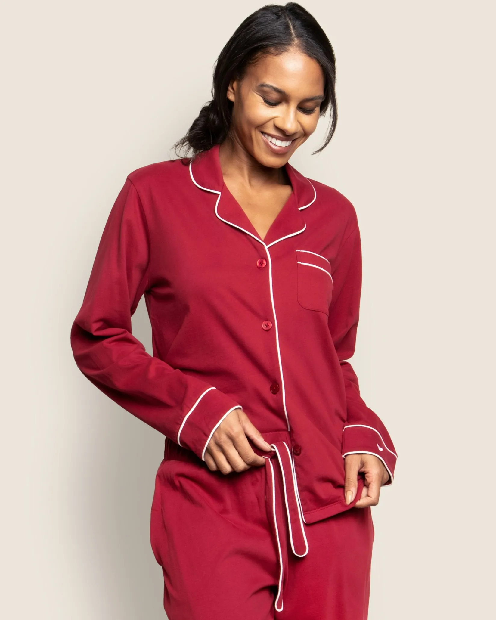 Women Petite Plume Women's Pima Astaire Pajama Set in Bordeaux