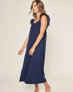 Women Petite Plume Women's Pima Clara Nightgown in Navy