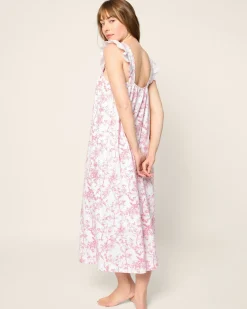 Women Petite Plume Women's Pima Clara Nightgown in Pink Timeless Toile