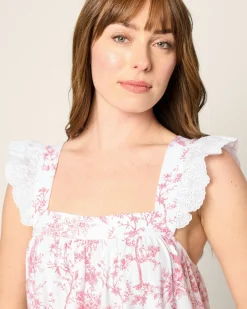 Women Petite Plume Women's Pima Clara Nightgown in Pink Timeless Toile