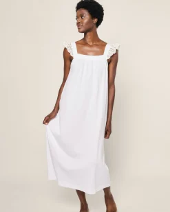 Women Petite Plume Women's Pima Clara Nightgown in White