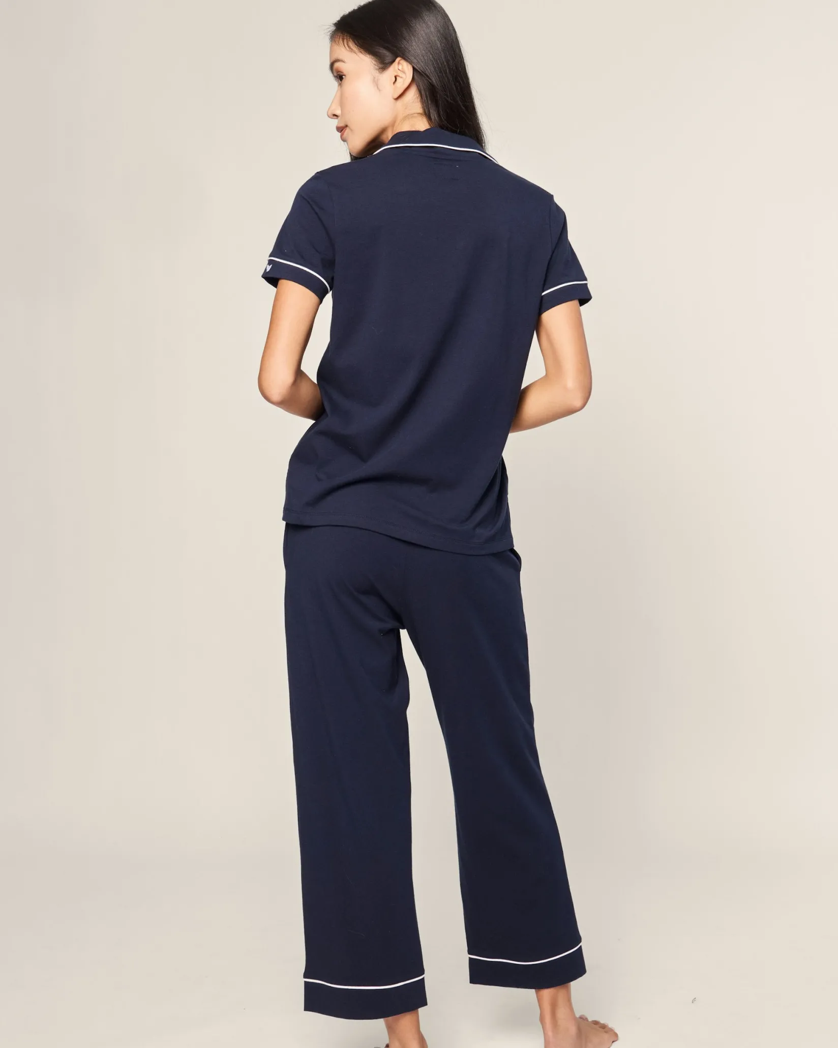 Women Petite Plume Women's Pima Crop Set in Navy