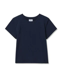 Women Petite Plume Women's Pima Essential Crew Neck Tee in Navy