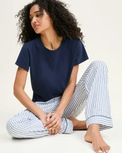 Women Petite Plume Women's Pima Essential Crew Neck Tee in Navy
