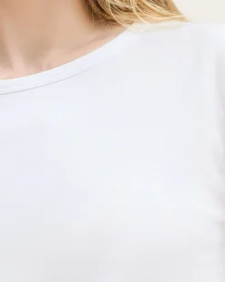 Women Petite Plume Women's Pima Essential Crew Neck Tee in White