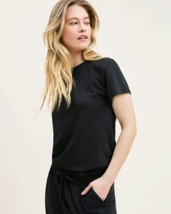 Women Petite Plume Women's Pima Essential Crew Neck Tee in White