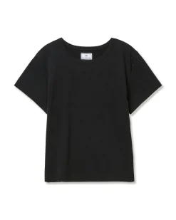 Women Petite Plume Women's Pima Essential Crew Neck Tee in Black