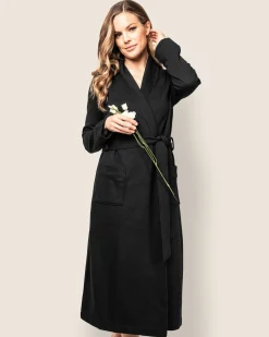 Women Petite Plume Women's Pima Jacquard Ophelia Robe in Black