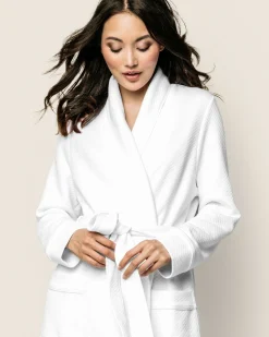 Women Petite Plume Women's Pima Jacquard Ophelia Robe in White