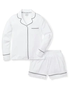 Women Petite Plume Women's Pima Long Sleeve Short Set in Black