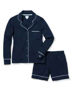 Women Petite Plume Women's Pima Long Sleeve Short Set in Periwinkle