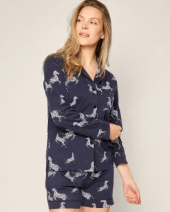 Women Petite Plume Women's Pima Long Sleeve Short Set in Panthère de Paris