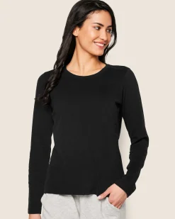 Women Petite Plume Women's Pima Long Sleeve Top in Black