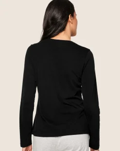 Women Petite Plume Women's Pima Long Sleeve Top in Black