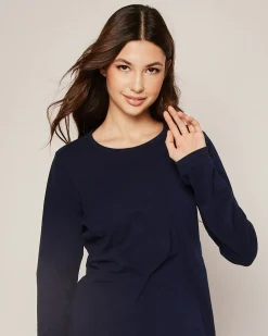 Women Petite Plume Women's Pima Long Sleeve Top in Navy