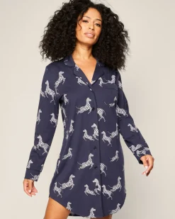 Women Petite Plume Women's Pima Nightshirt in Zèbre de Nuit