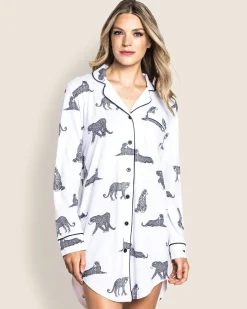 Women Petite Plume Women's Pima Nightshirt in Zèbre de Nuit