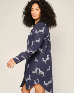 Women Petite Plume Women's Pima Nightshirt in Zèbre de Nuit