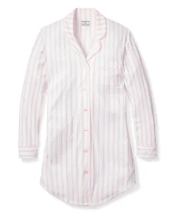 Women Petite Plume Women's Pima Nightshirt in Pink Stripe