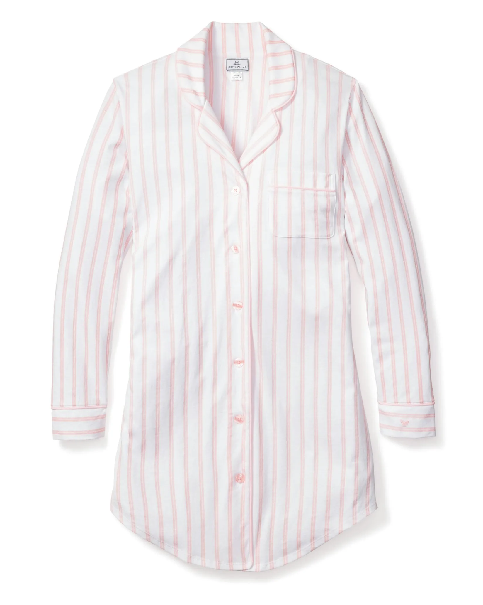 Women Petite Plume Women's Pima Nightshirt in Pink Stripe