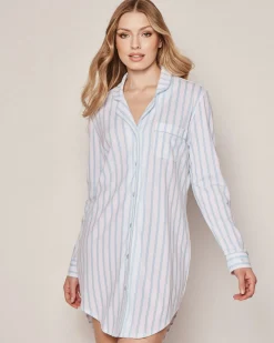Women Petite Plume Women's Pima Nightshirt in Pink Stripe