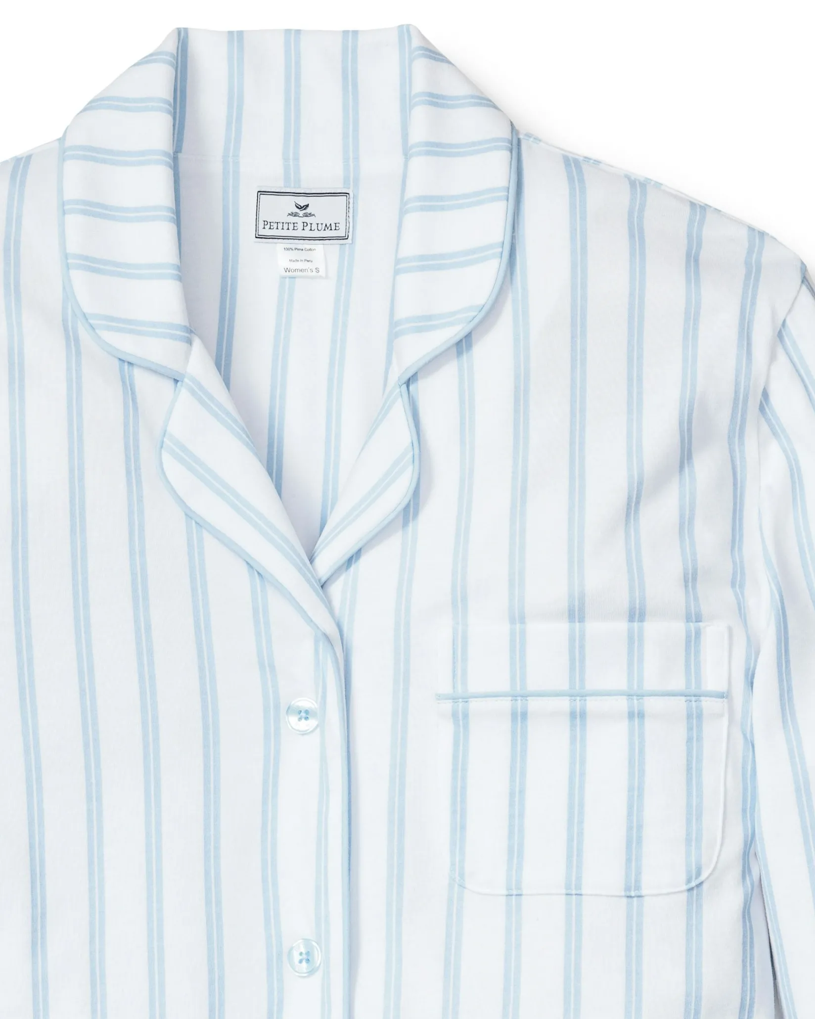 Women Petite Plume Women's Pima Nightshirt in Periwinkle and White Stripe