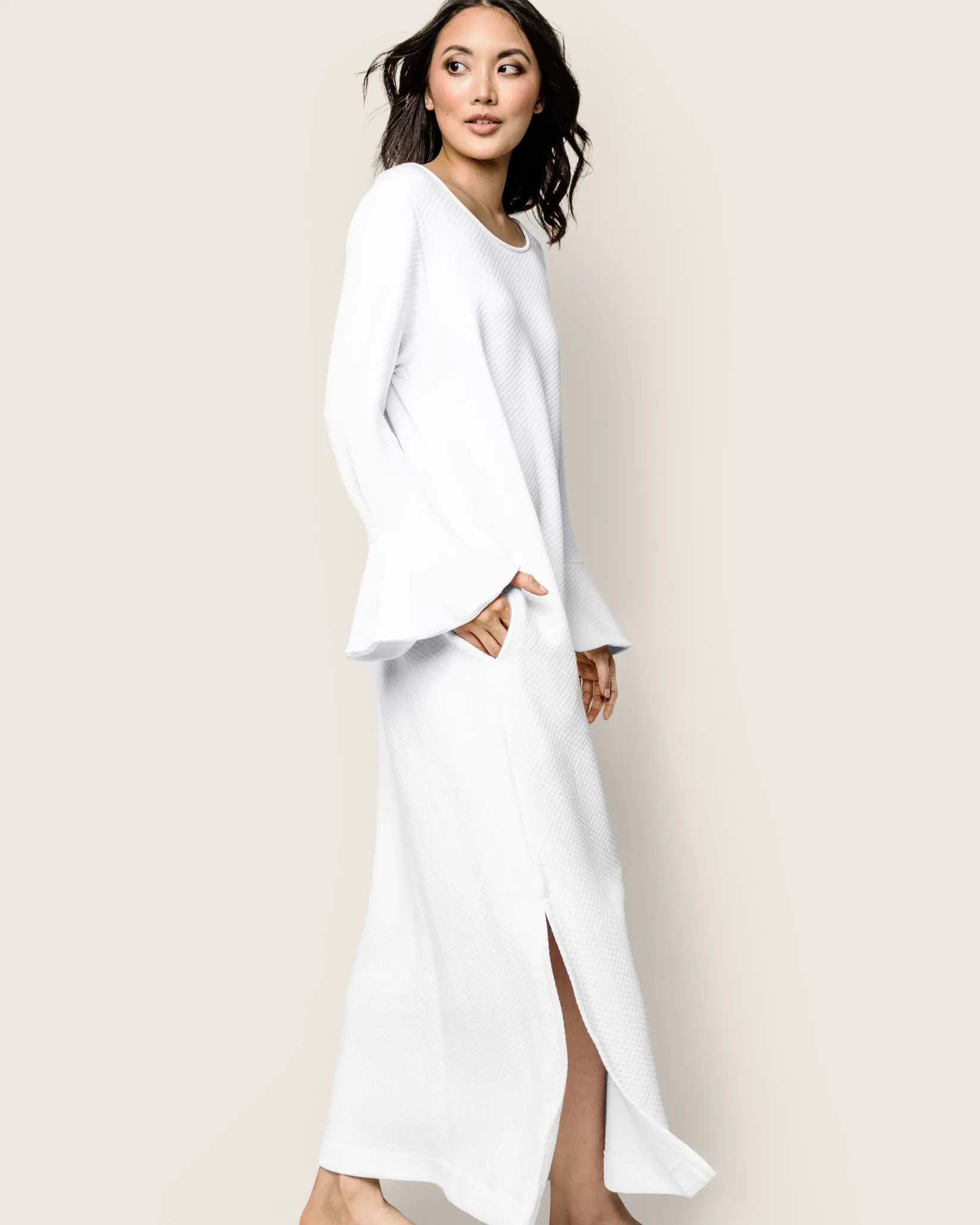 Women Petite Plume Women's Pima Ophelia Nightgown in White Jacquard