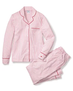 Women Petite Plume Women's Pima Pajama Set in Antique Red Ticking