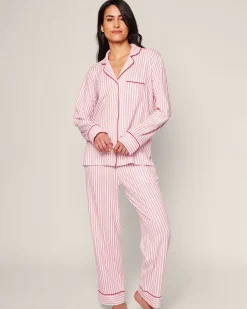 Women Petite Plume Women's Pima Pajama Set in Antique Red Ticking