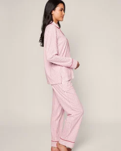 Women Petite Plume Women's Pima Pajama Set in Antique Red Ticking