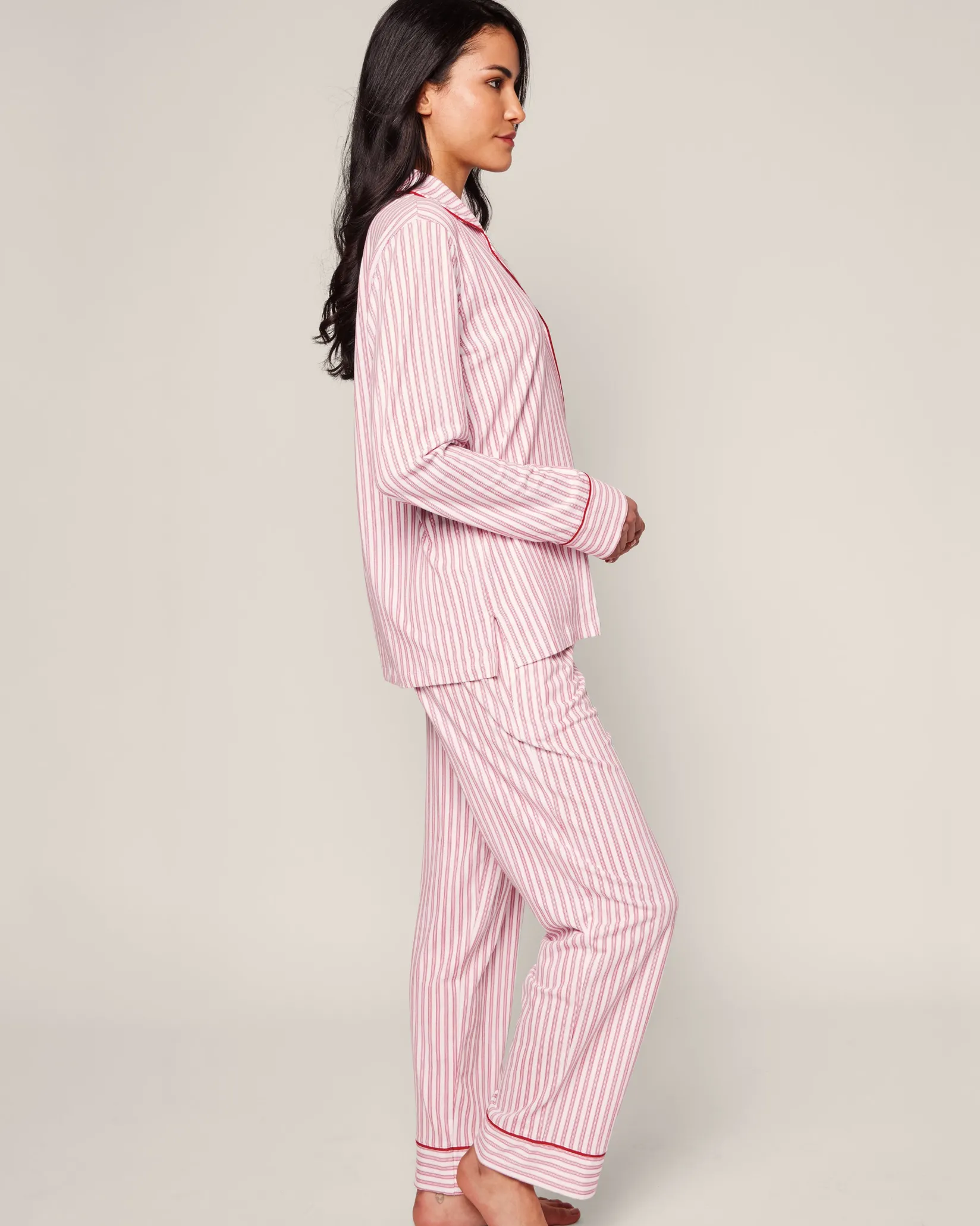 Women Petite Plume Women's Pima Pajama Set in Antique Red Ticking