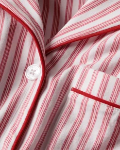 Women Petite Plume Women's Pima Pajama Set in Antique Red Ticking