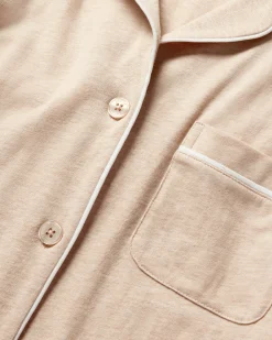 Women Petite Plume Women's Pima Pajama Set in Camel