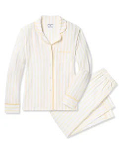 Women Petite Plume Women's Pima Pajama Set in Sunny Stripe