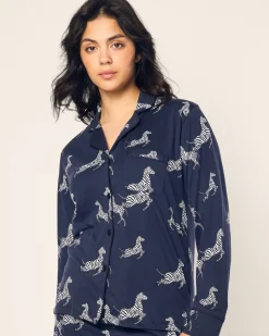 Women Petite Plume Women's Pima Pajama Set in Zèbre de Nuit