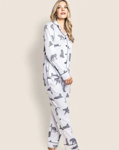 Women Petite Plume Women's Pima Pajama Set in Zèbre de Nuit