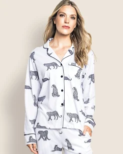 Women Petite Plume Women's Pima Pajama Set in Zèbre de Nuit