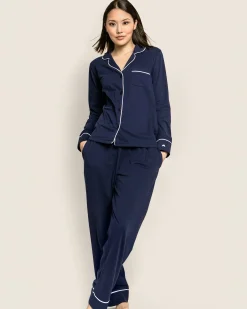 Women Petite Plume Women's Pima Pajama Set in Navy