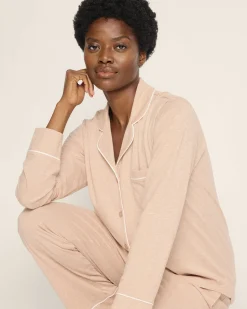 Women Petite Plume Women's Pima Pajama Set in Navy