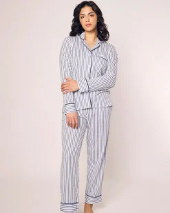 Women Petite Plume Women's Pima Pajama Set in Navy French Ticking