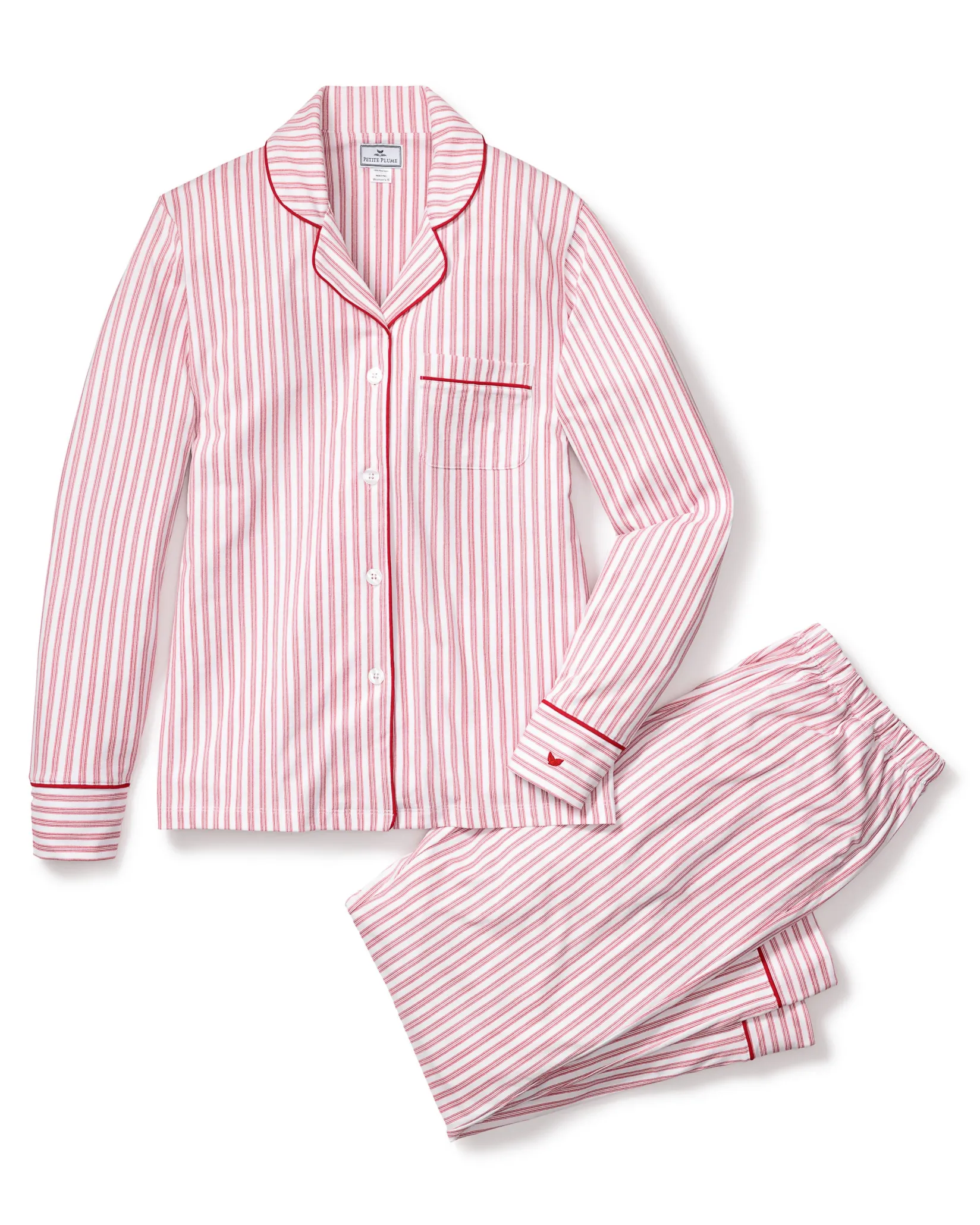 Women Petite Plume Women's Pima Pajama Set in Navy French Ticking