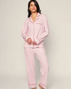 Women Petite Plume Women's Pima Pajama Set in Navy French Ticking