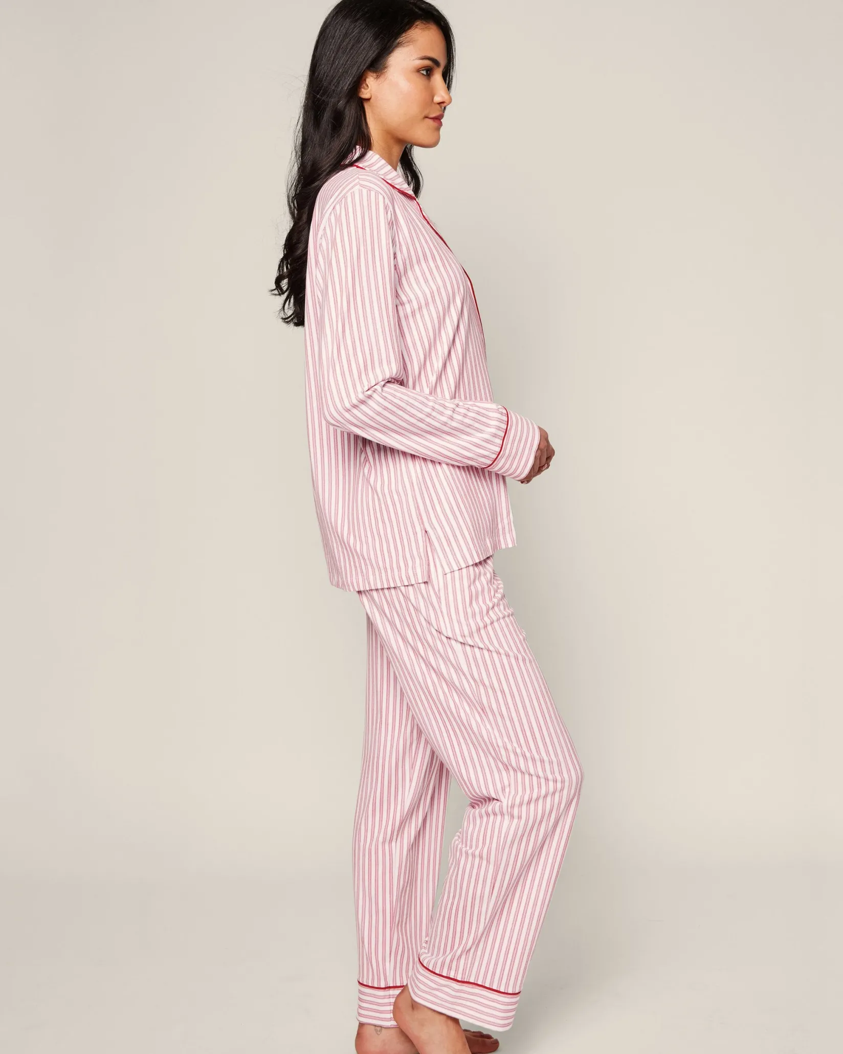 Women Petite Plume Women's Pima Pajama Set in Navy French Ticking