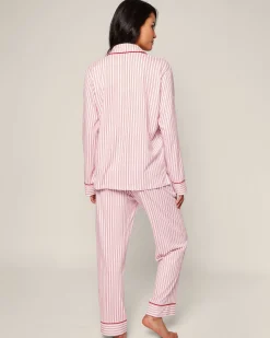 Women Petite Plume Women's Pima Pajama Set in Navy French Ticking