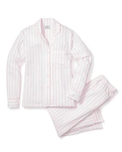 Women Petite Plume Women's Pima Pajama Set in Pink Stripe
