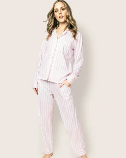 Women Petite Plume Women's Pima Pajama Set in Pink Stripe