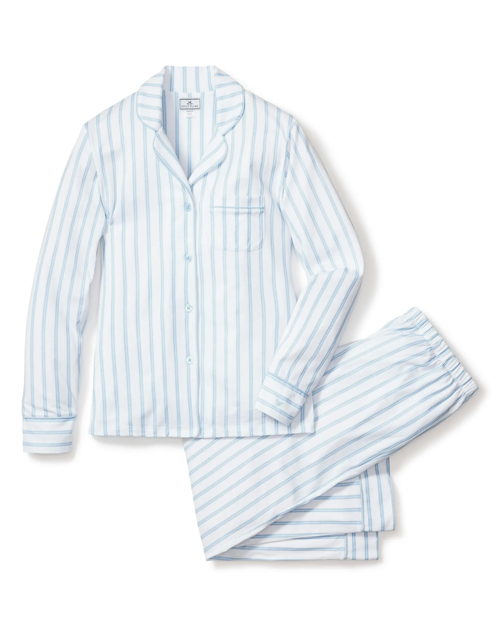 Women Petite Plume Women's Pima Pajama Set in Pink Stripe