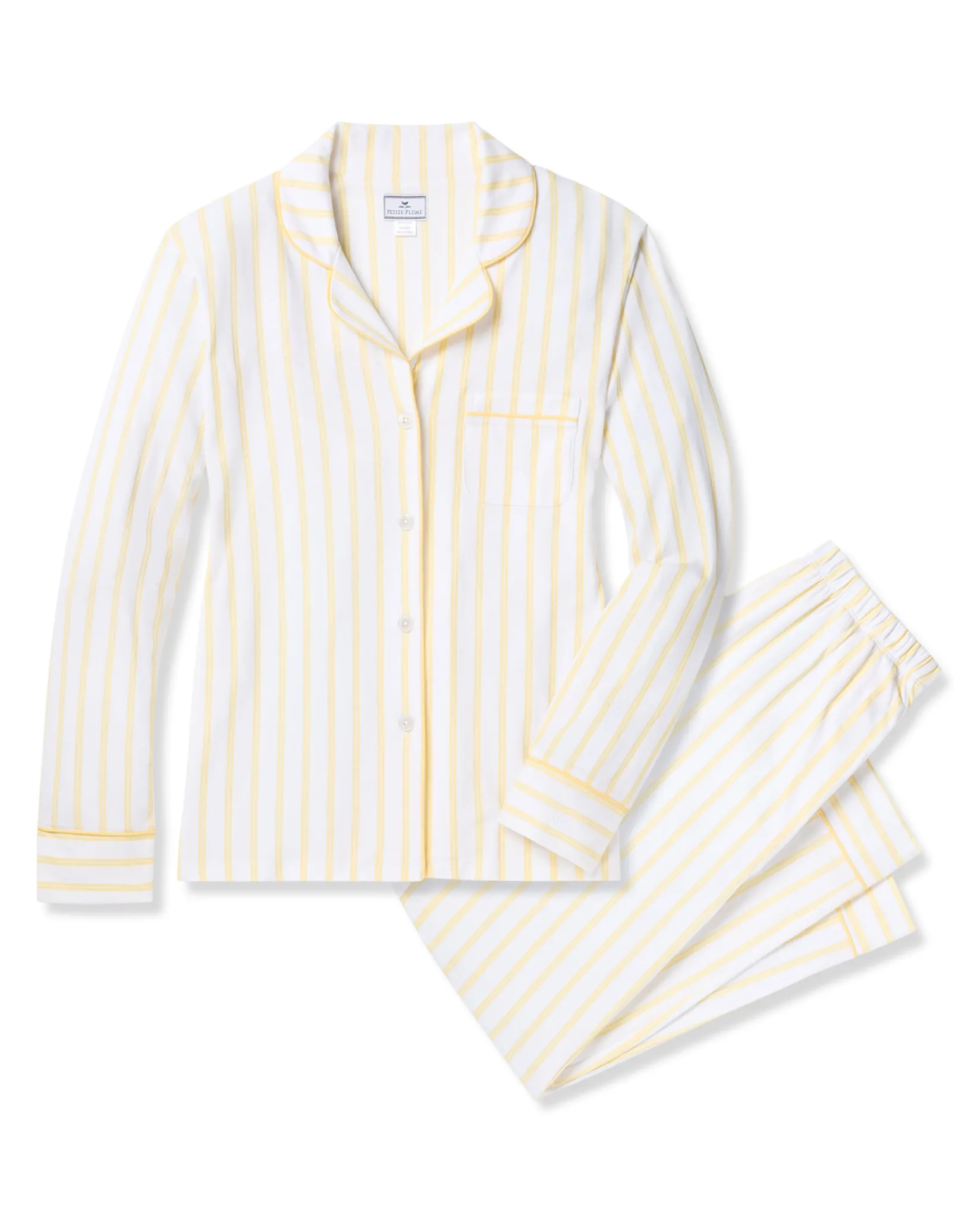 Women Petite Plume Women's Pima Pajama Set in Pink Stripe